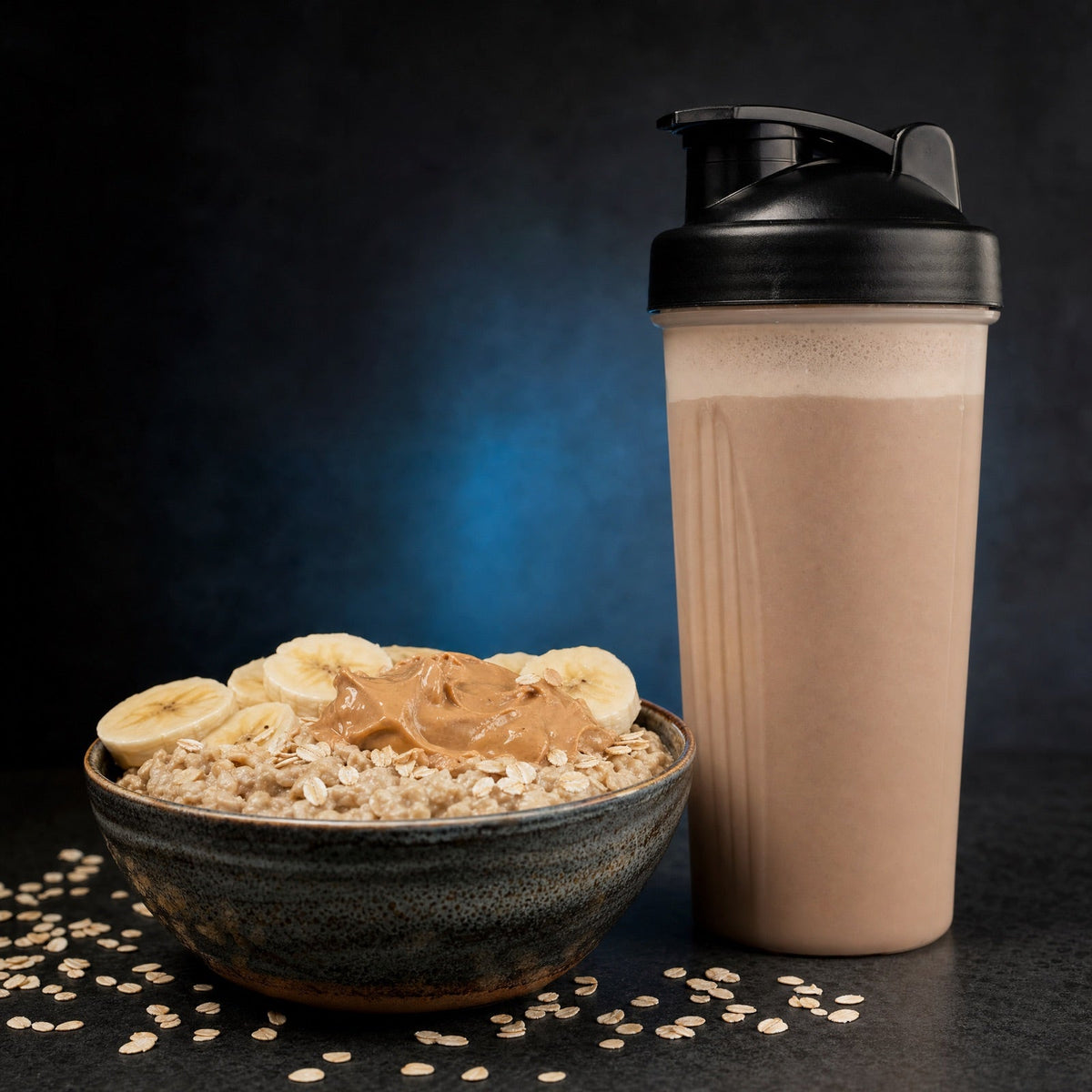 Avena con plátano y batido ganador de masa