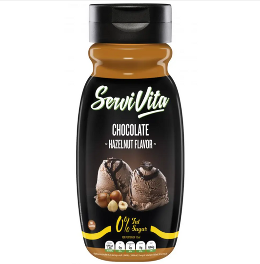 Salsa Zero Sabor Chocolate y Sabor Avellana ServiVita 320 ml