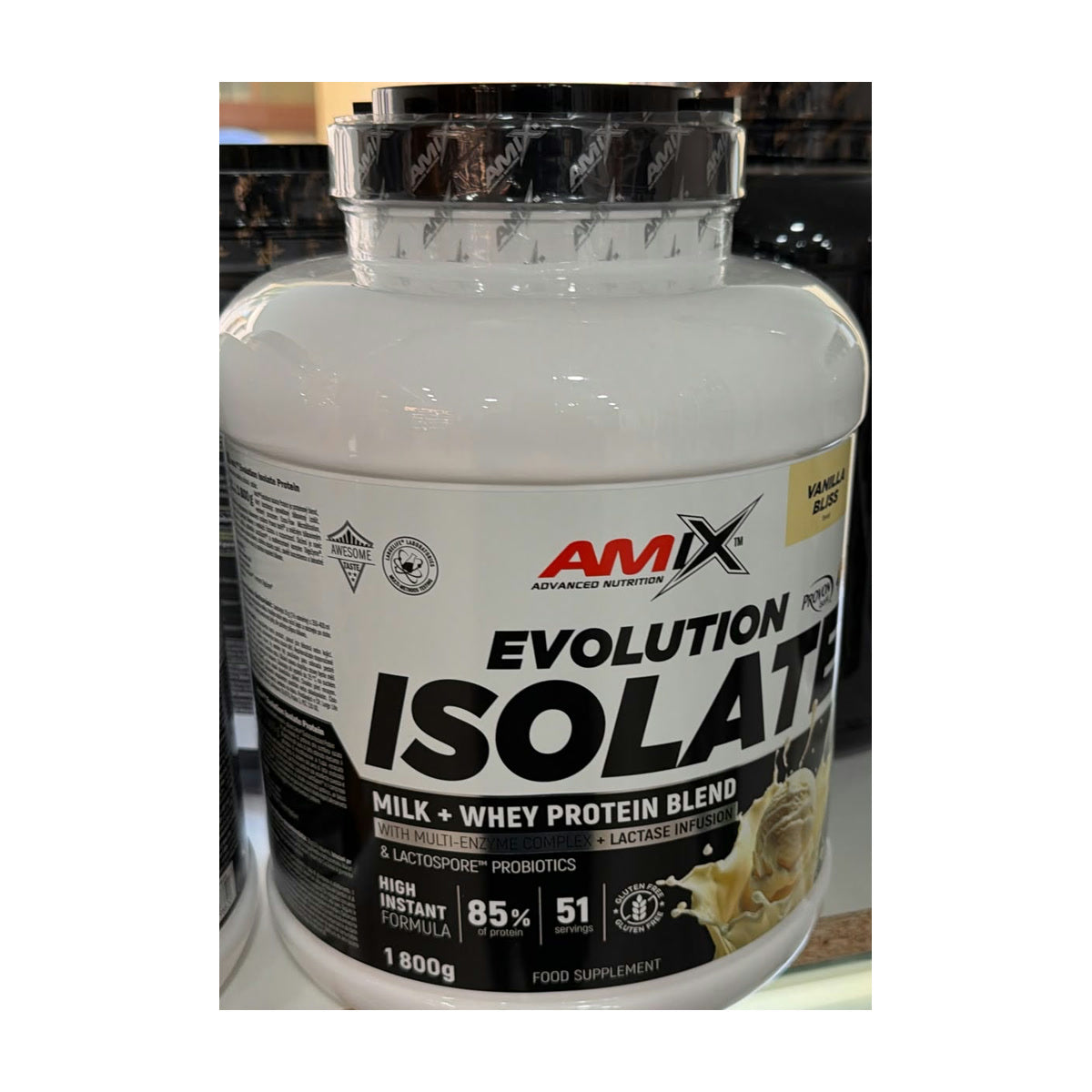 Bote de Amix Evolution Isolate 1800 g sabor Vanilla Bliss