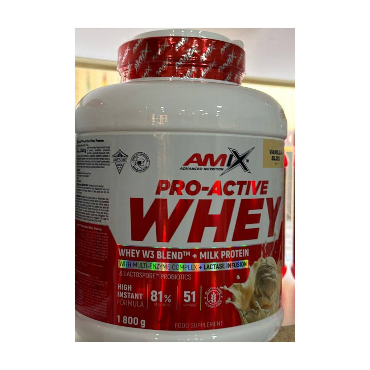 Bote de Amix Pro-Active Whey 1800 g sabor Vanilla Bliss
